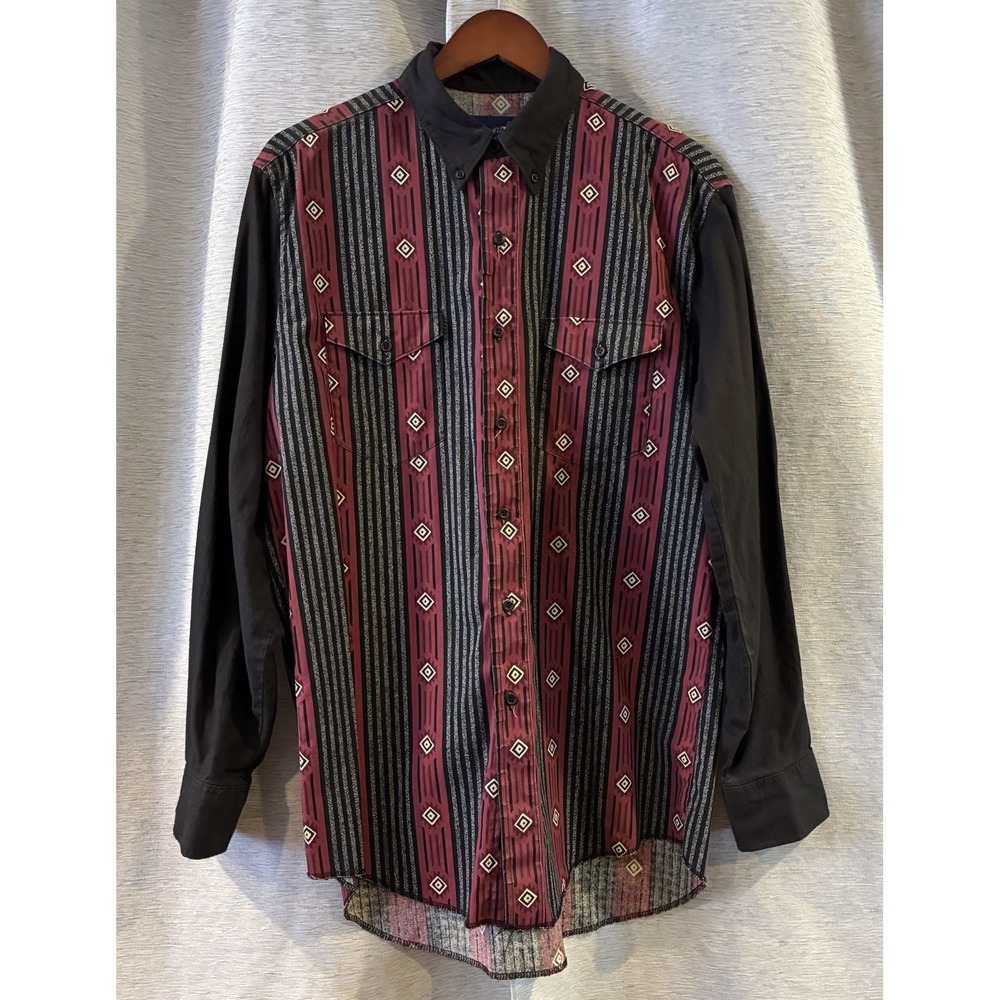 Vtg‎ WRANGLER Brushpopper Shirt L 16.5-35 Western Rodeo Cowboy 90s Workwear RARE